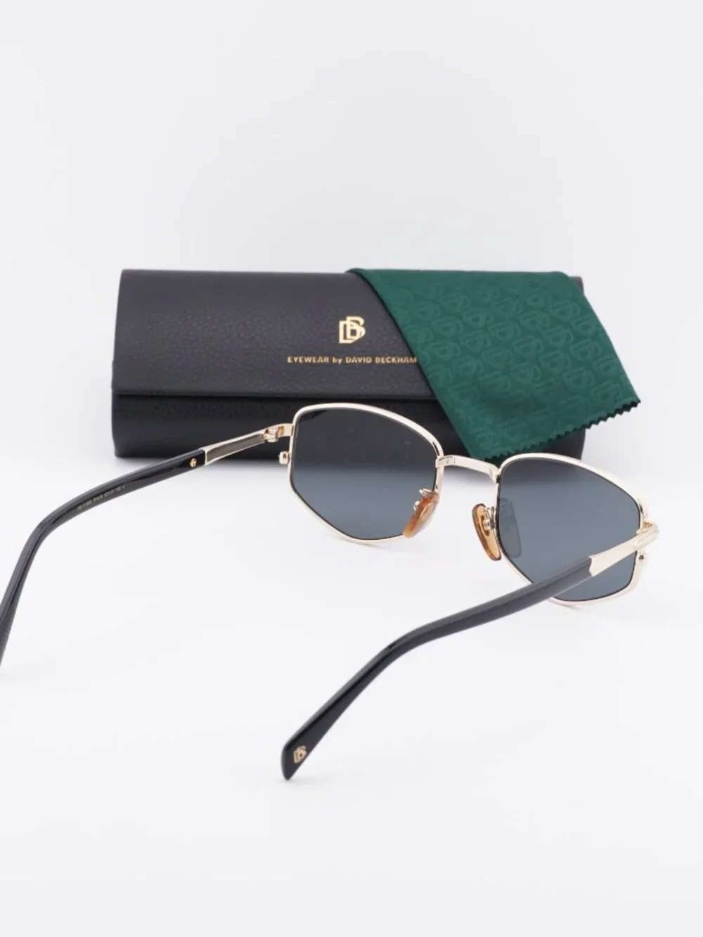 David Beckham DB 1129/S 0RHL IR Geometric Sunglasses - Gold / Grey